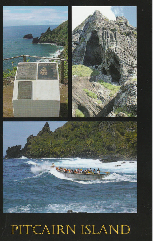 Postcard + Postage Stamp - Longboat, Christians Cave, Bicentennial Plark